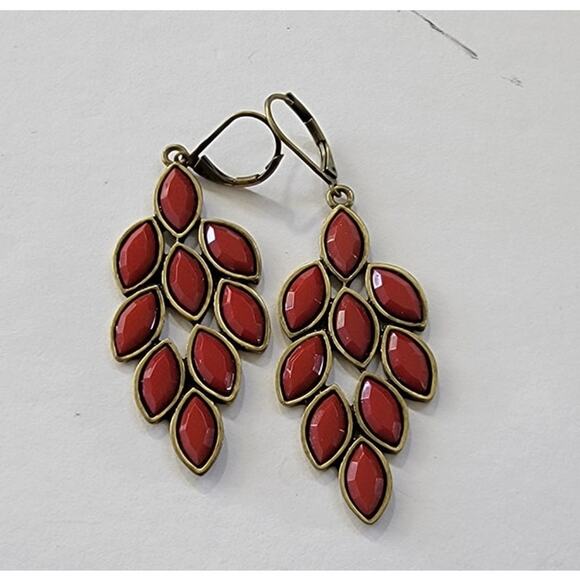 Red Cascade Geometric Earrings - Picture 1 of 6